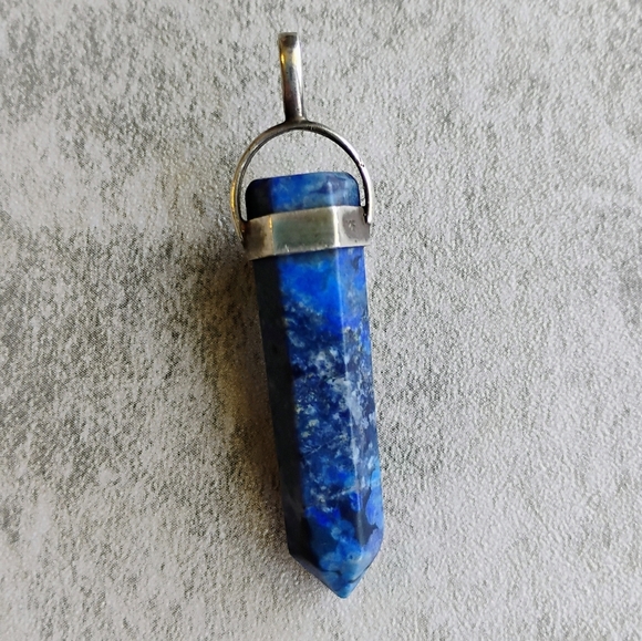 Lapis Lazuli Pendant with Opal Stone Blue Sterling Silver Hippie Southwestern - Picture 3 of 6